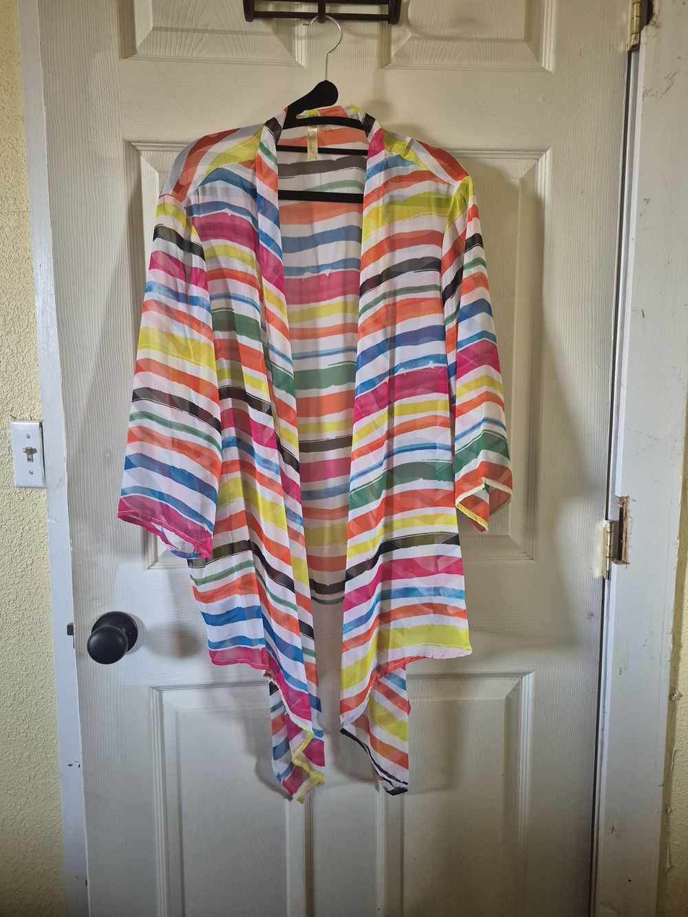 Multicolor Striped Open-Front Kimono Jacket - Women